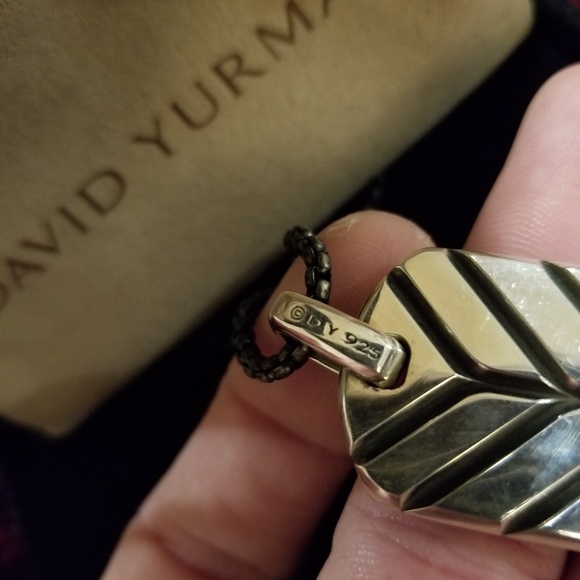 David Yurman meteorite dog tag and chain! - Picture 4 of 8